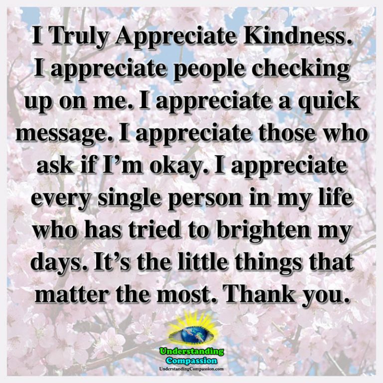 I Truly Appreciate Kindness