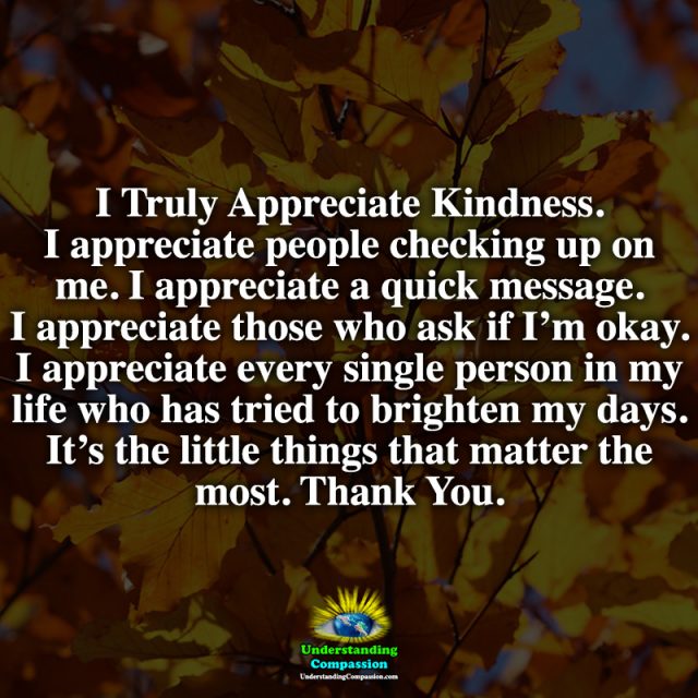 I Truly Appreciate Kindness...