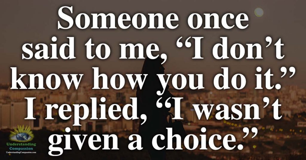 Someone once said to me, 'I don't know how you do it.' I replied, 'I ...