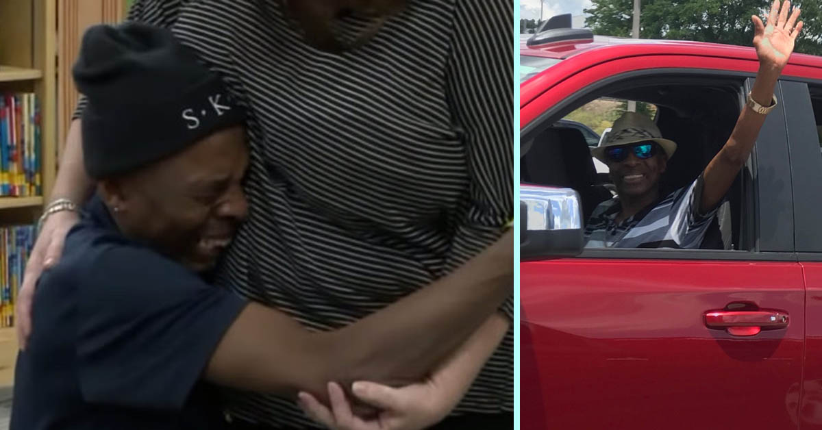 School And Parents Surprise Hardworking Janitor With New Truck After Learning He Walks Miles To Work